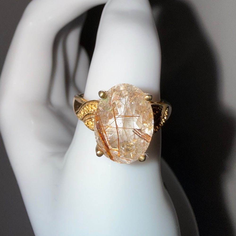 Clear Quartz with gold band ring